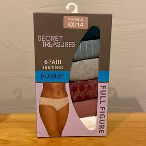 6 Pair of Secret Treasures Seamless Hipster Panties